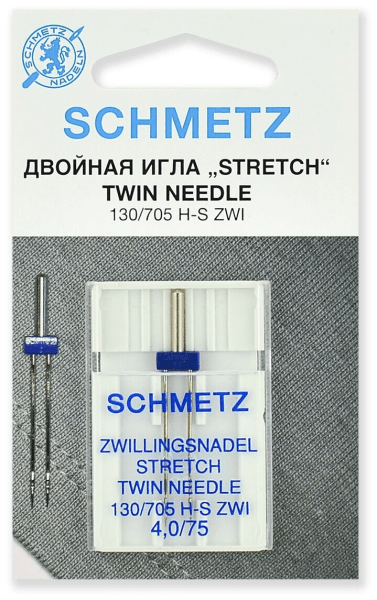 Иглы Schmetz стрейч двойные 130/705 H-S ZWI 4,0/75, 1 шт в Мценске